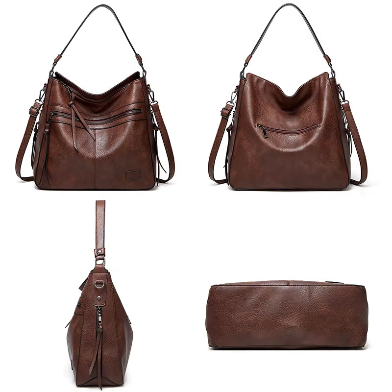 Winter Vintage PU Leather Handbag Tassel Women Bag Hand Bag Fashion Shoulder Bags for Women 2024 Luxury Totes Bag Bolso Mujer