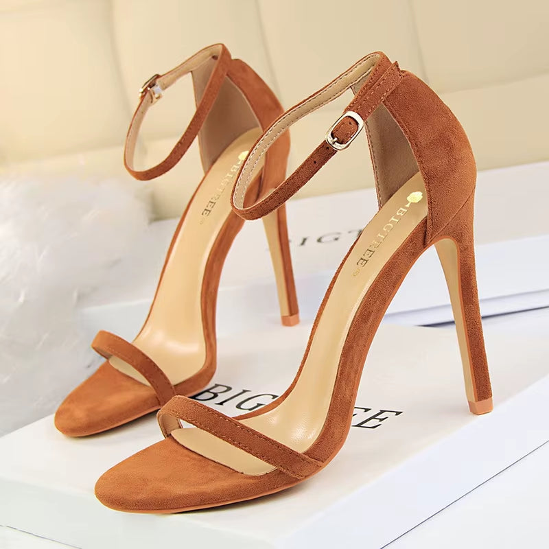 BIGTREE Shoes Super High Heels Suede Women Heels Open Toe Woman Pumps Sexy Party Shoes Stiletto Heels Summer Women Sandals 2026