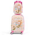 Valise Enfant 18" Et Sac À Dos 12" Bagages À Main À Motif Sirène Avec 4 Roulettes Poignée Réglable Rose