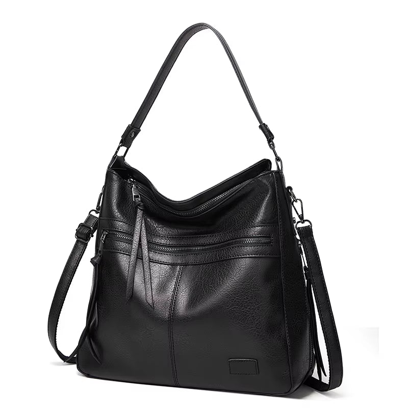 Winter Vintage PU Leather Handbag Tassel Women Bag Hand Bag Fashion Shoulder Bags for Women 2024 Luxury Totes Bag Bolso Mujer